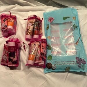 NWT Botanical Hand Cream Set with Pink and Blue Packaging